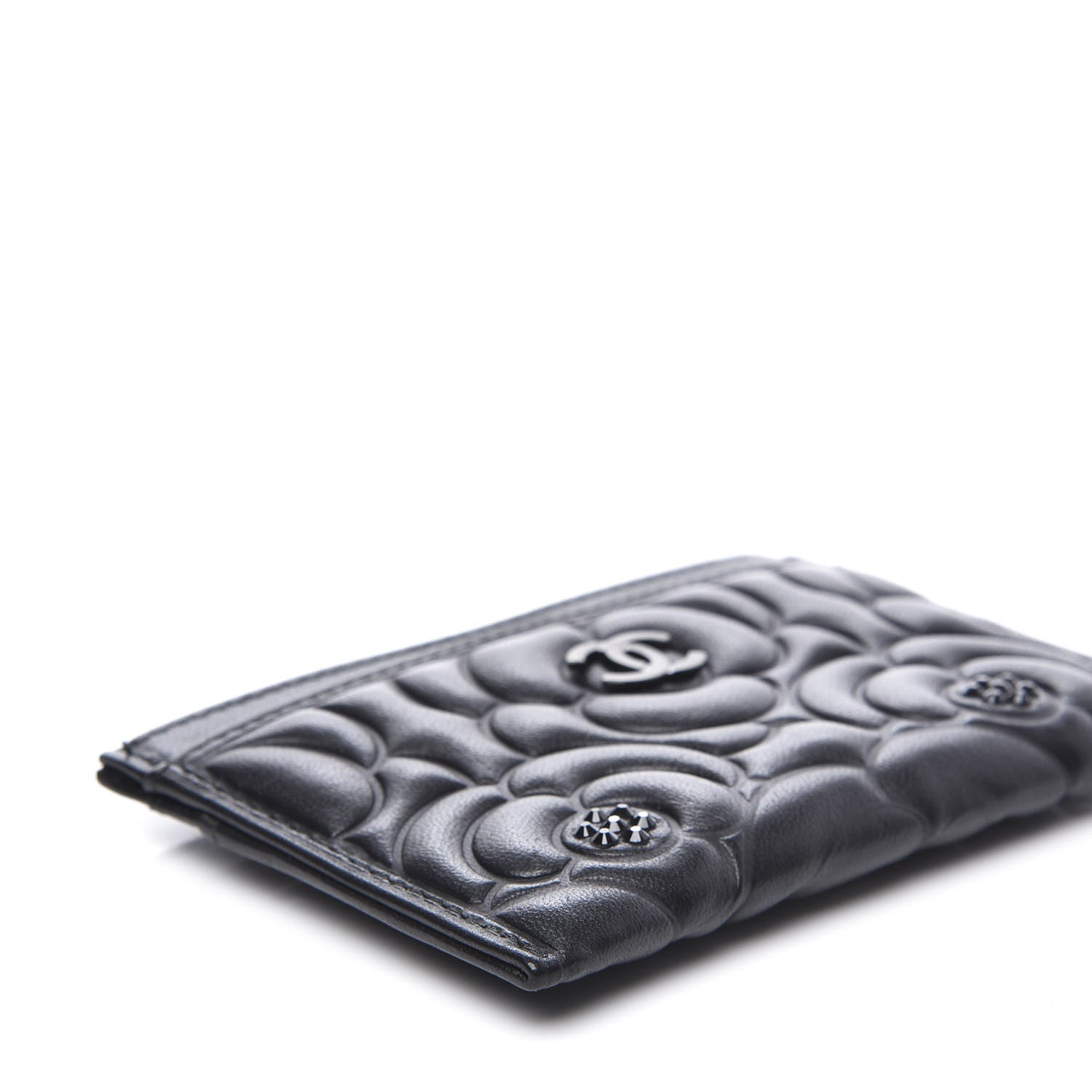 Chanel Lambskin Camellia Embossed Card Holder So Black 5 of 10