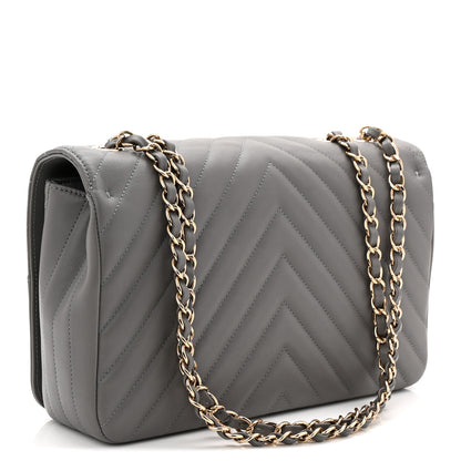Chanel Calfskin Chevron Quilted Large Statement Flap Grey 3 of 10