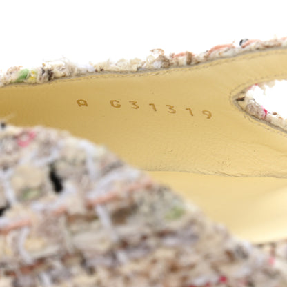 Chanel Tweed Grosgrain Cap Toe CC Slingback Flat 38.5 8 of 9
