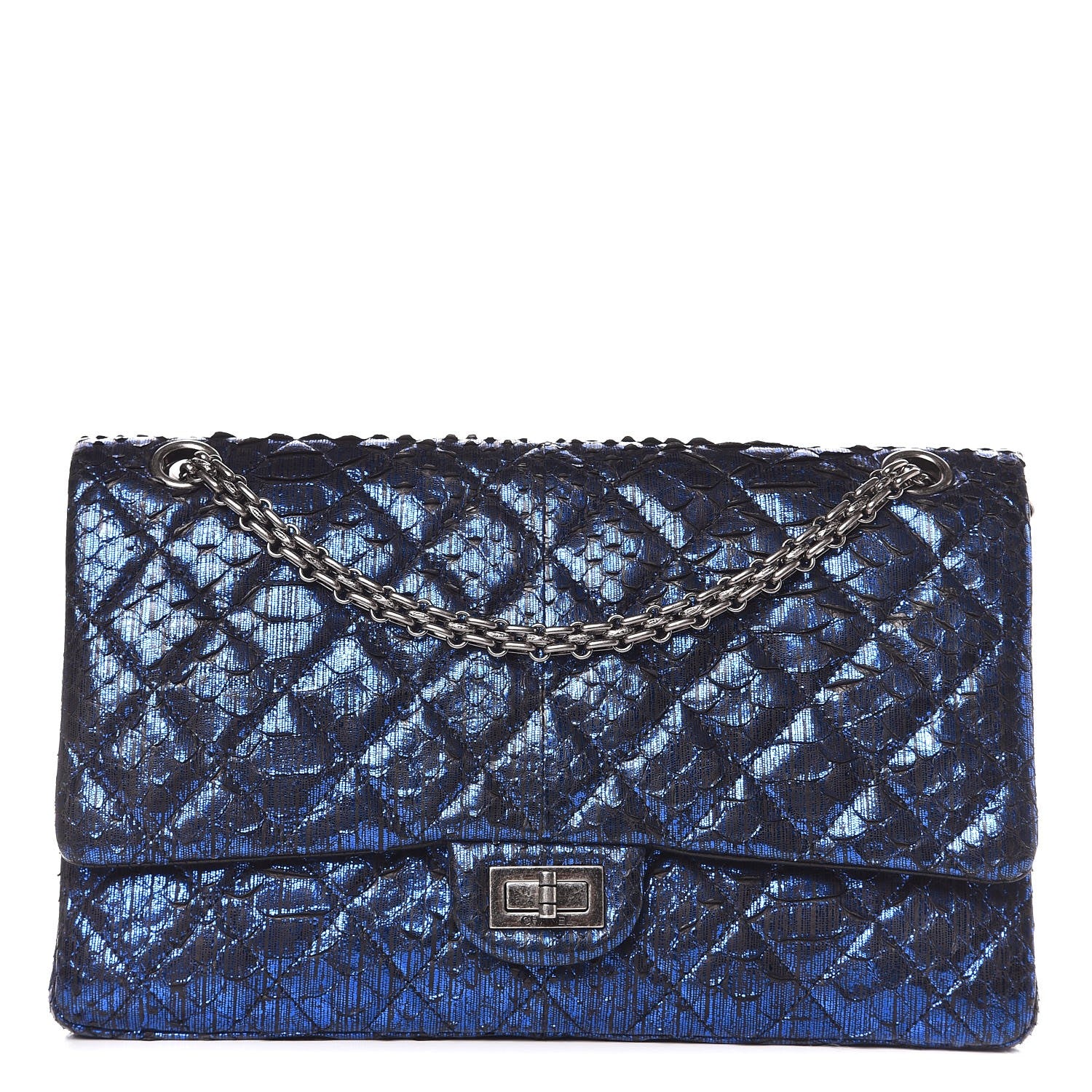 Chanel Metallic Python Quilted 2.55 Reissue 226 Flap Blue 1 of 8