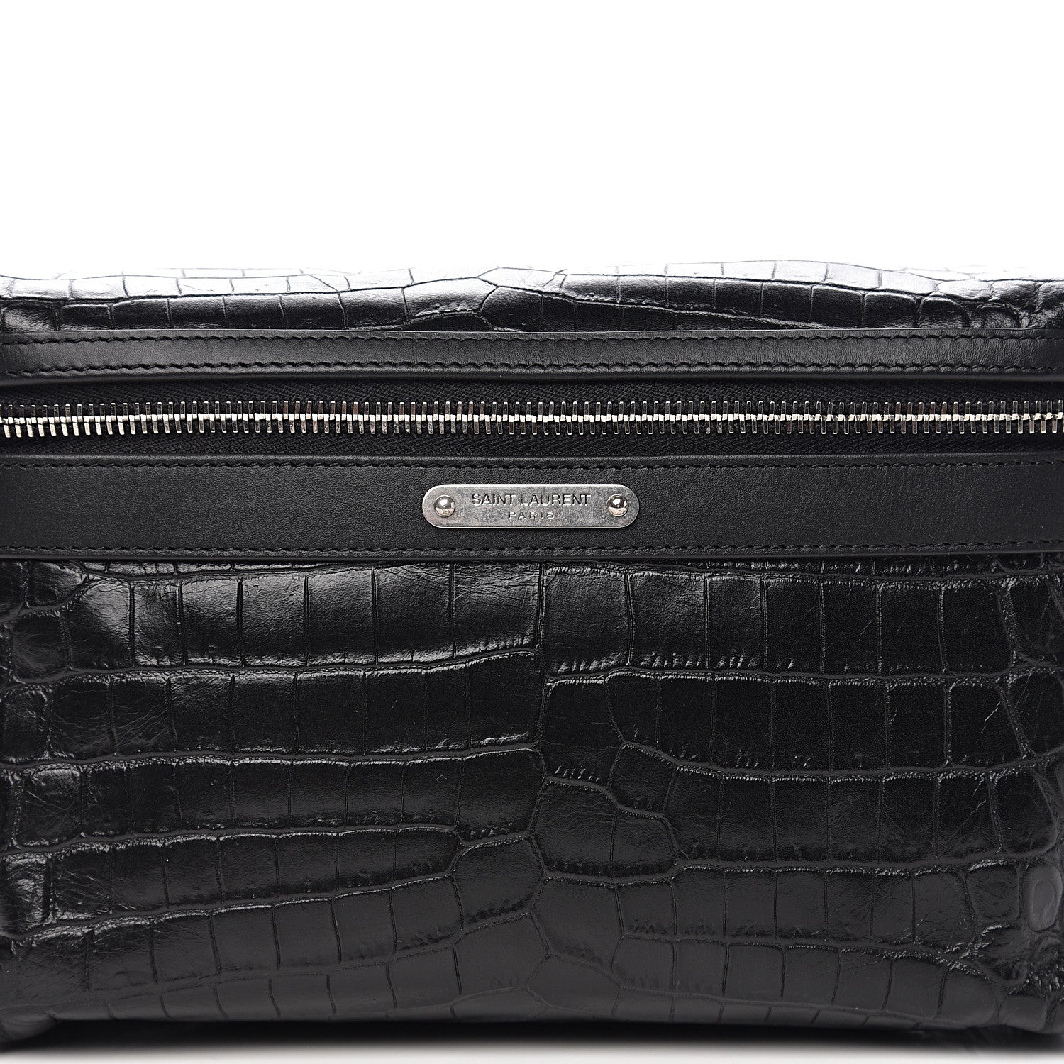 Saint Laurent Calfskin Crocodile Embossed City Belt Bag Black 8 of 8