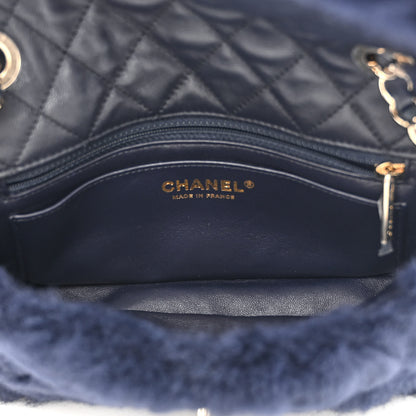 Chanel Shearling Lambskin Quilted Flap Navy Blue 5 of 10