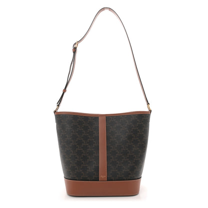 Celine Triomphe Canvas Calfskin Medium Bucket Bag Tan 1 of 11