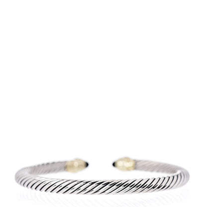 David Yurman Sterling Silver 14K Yellow Gold Black Onyx 5mm Cable Classics Petite Color Bracelet 3 of 5