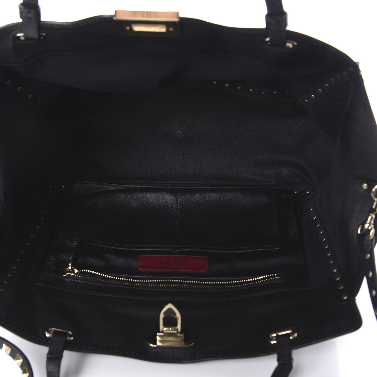 Vitello Medium Rockstud Tote Black