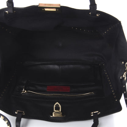 Valentino Garavani Vitello Medium Rockstud Tote Black 4 of 7