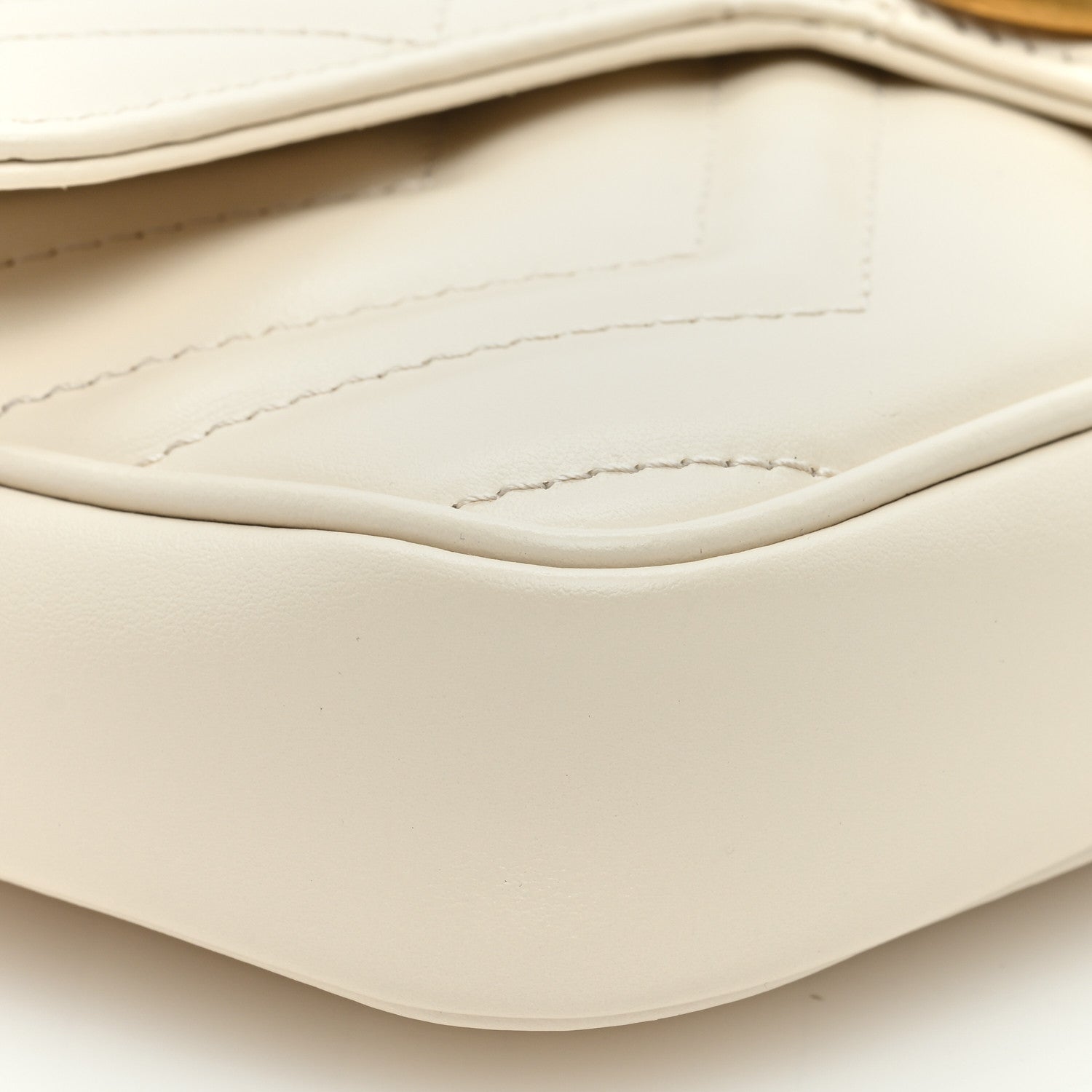 Gucci Calfskin Matelasse Mini GG Marmont Shoulder Bag With Card Holder White Black 9 of 11