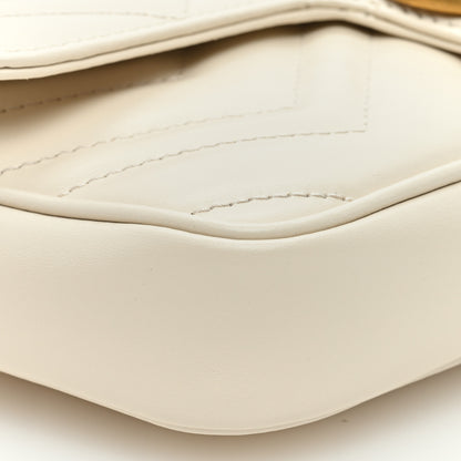 Gucci Calfskin Matelasse Mini GG Marmont Shoulder Bag With Card Holder White Black 9 of 11