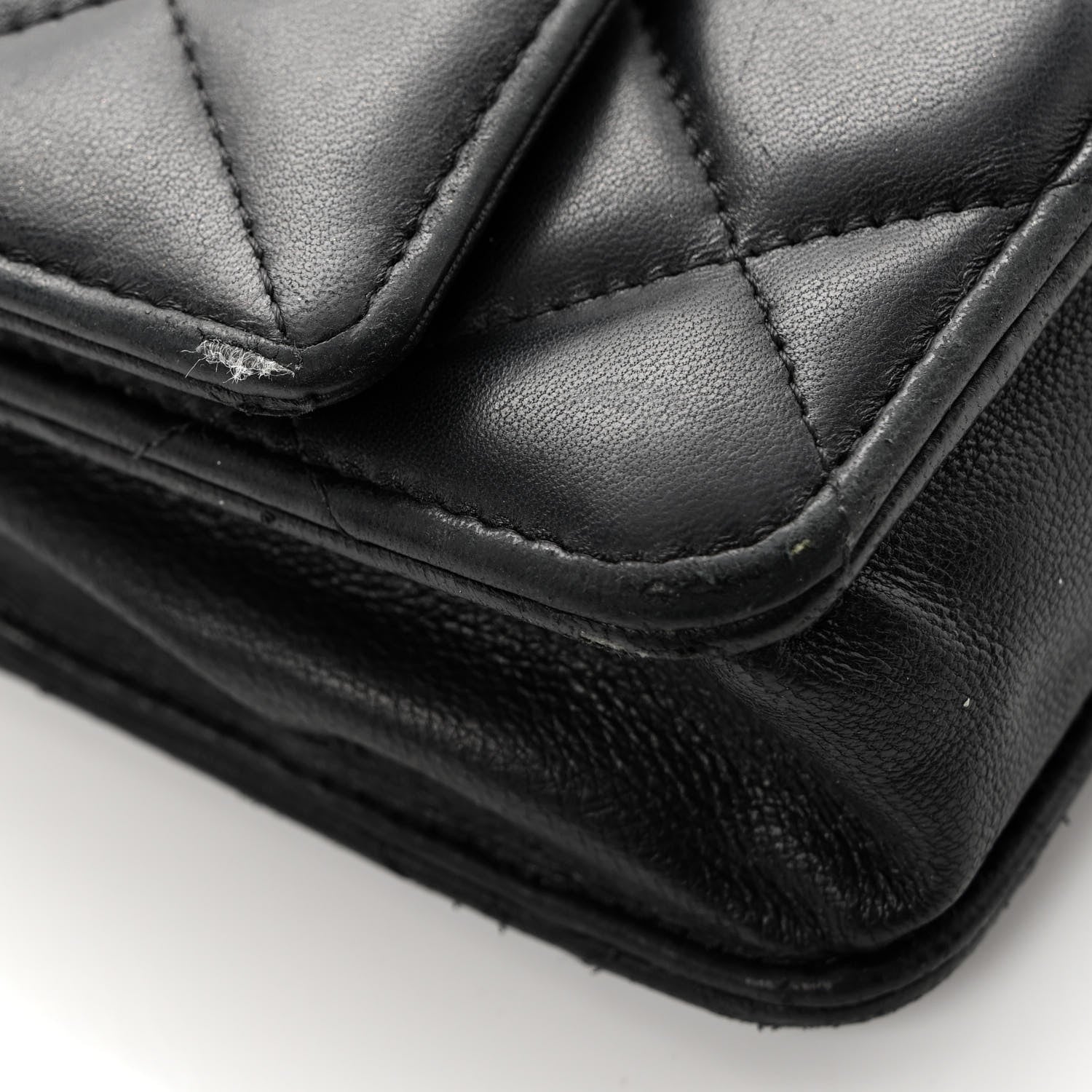 Chanel Lambskin Resin Bi-Color Quilted Wallet On Chain WOC Black 13 of 15