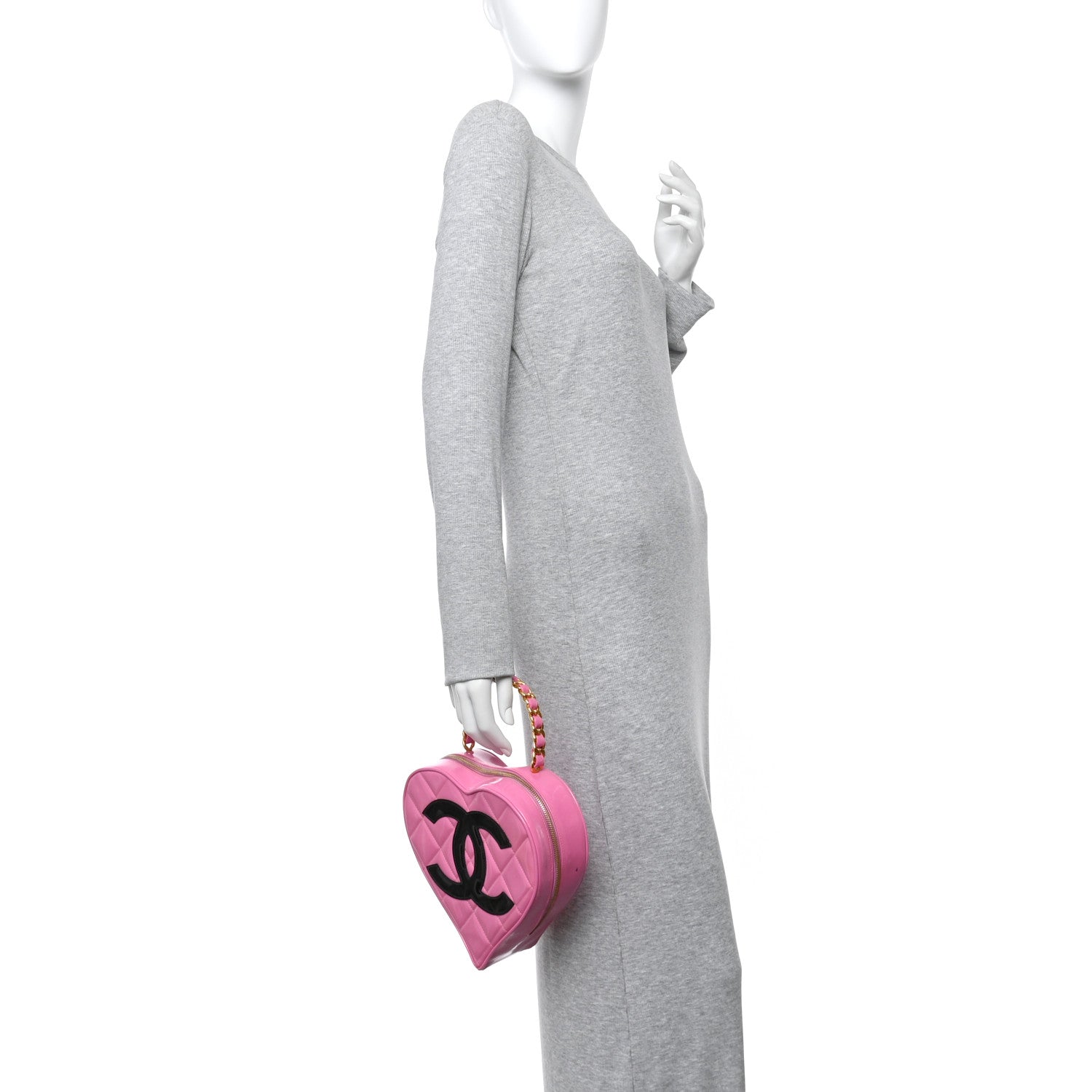 Chanel Patent Quilted CC Barbie Heart Vanity Case Pink 3 of 25