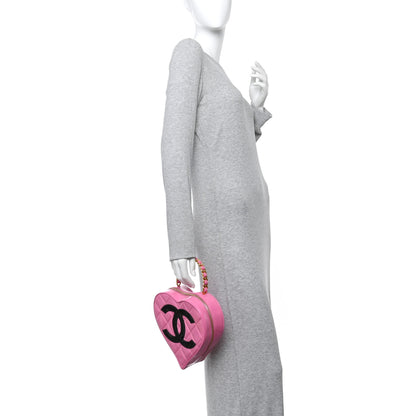 Chanel Patent Quilted CC Barbie Heart Vanity Case Pink 3 of 25
