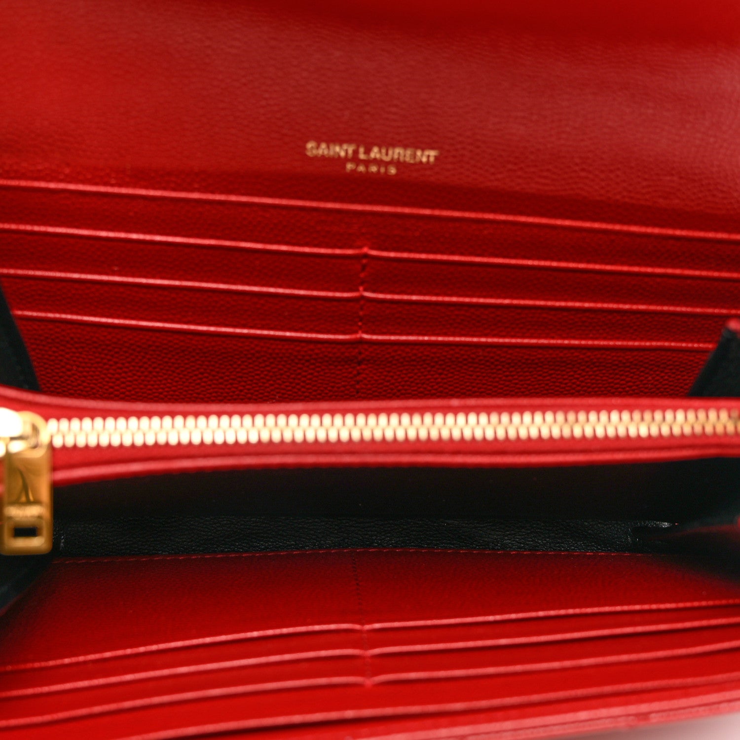 Saint Laurent Grain De Poudre Matelasse Chevron Monogram Flap Wallet Red 5 of 8