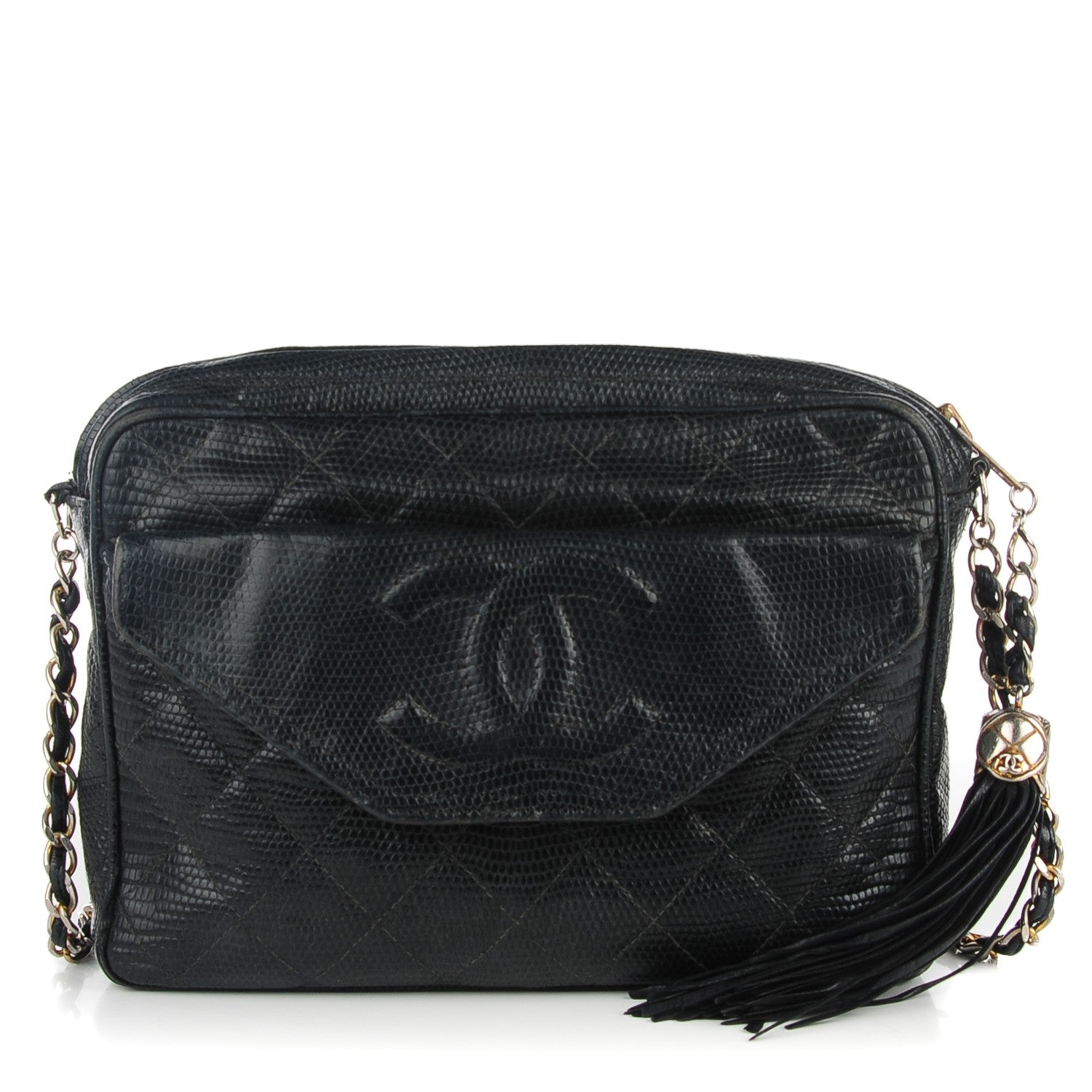 Chanel Quilted Lizard Tassel Camera Case Black 1 of 13
