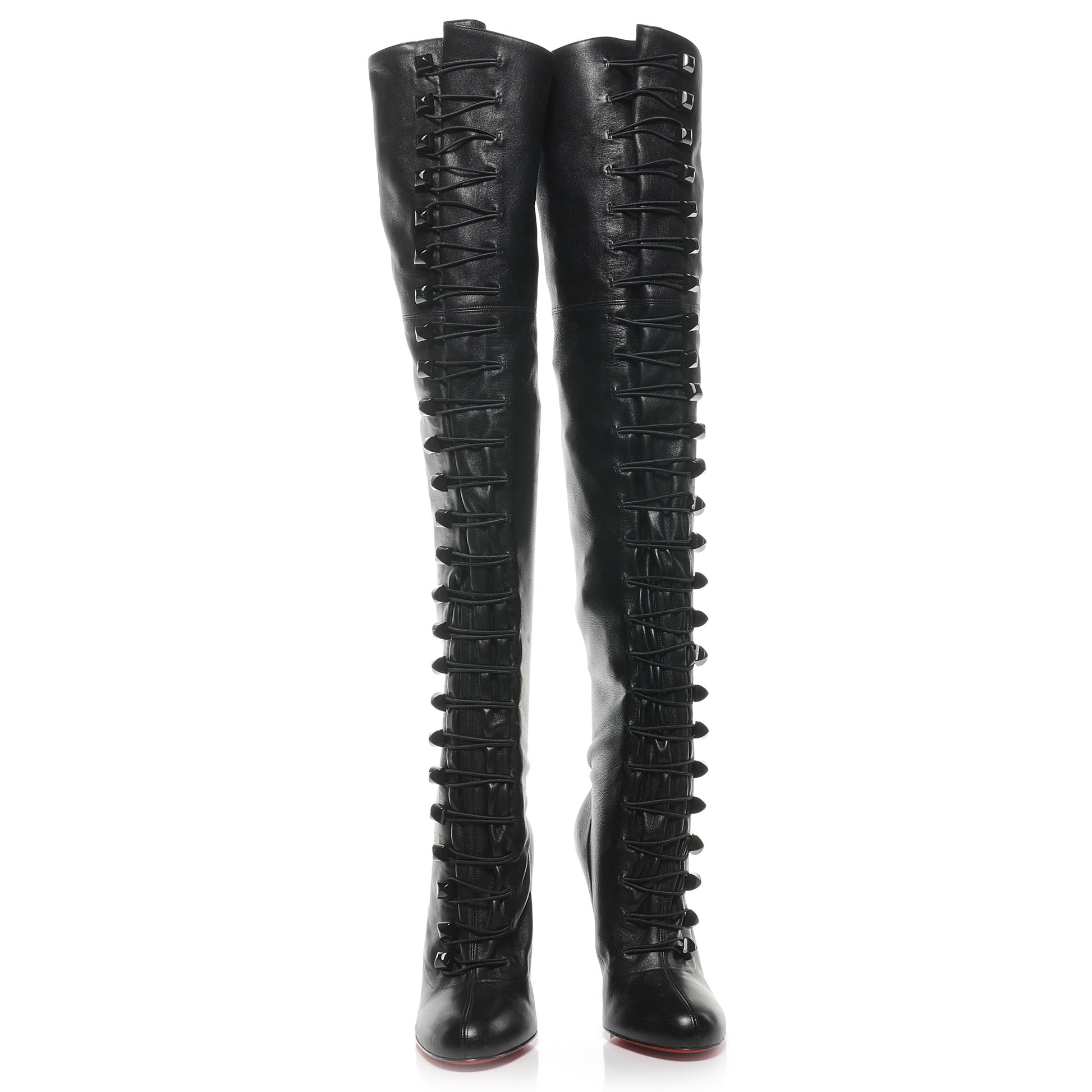 Christian Louboutin Nappa Ronfifi 100 Pyramid Over The Knee Boots 41 Black 2 of 6