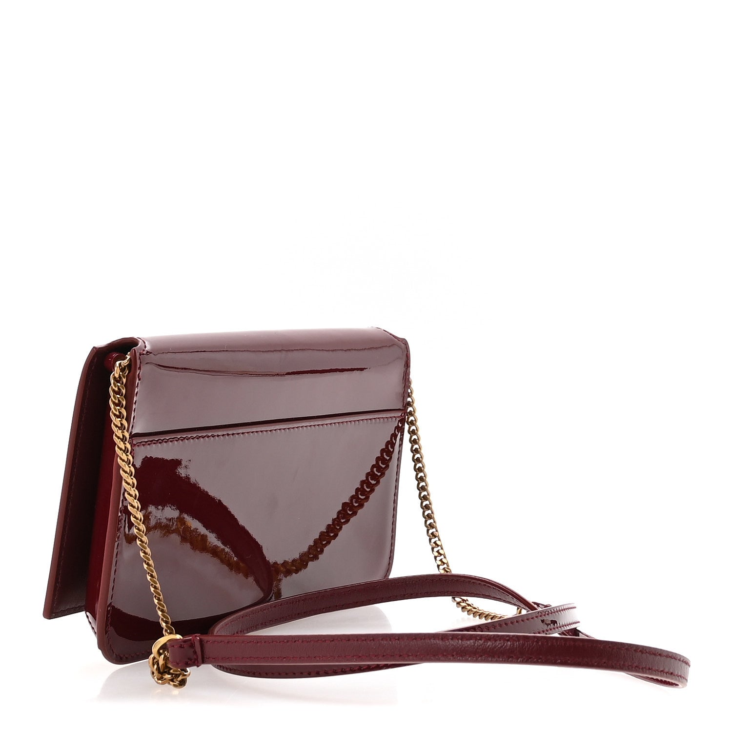 Saint Laurent Patent Monogram Phone Holder Crossbody Chataigne 3 of 10
