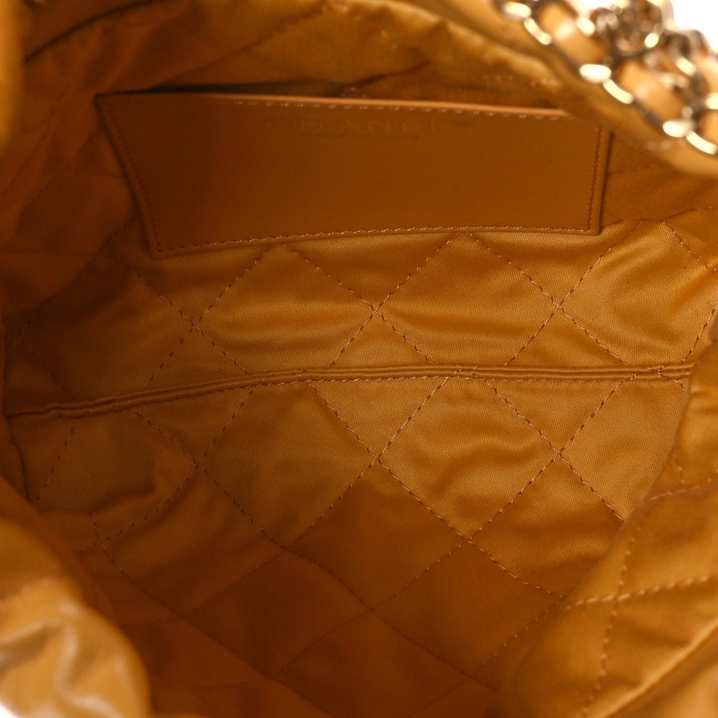 Shiny Calfskin Quilted Mini Chanel 22 Yellow