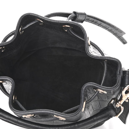 Saint Laurent Calfskin Crocodile Embossed Small Emmanuelle Bucket Bag Black 5 of 8