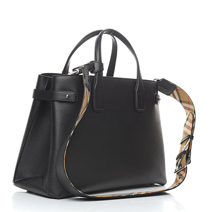 Burberry Derby Calfskin House Check Medium Banner Tote Black 3 of 10