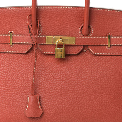 Hermes Taurillon Clemence Birkin 35 Sanguine 7 of 19
