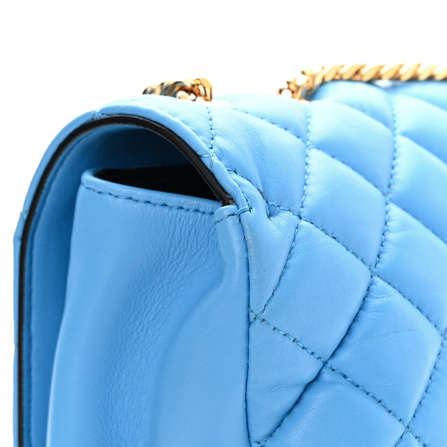 Nappa Quilted Medusa Chain Crossbody Blue