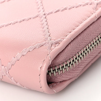 Chanel Lambskin Double Stitch Zip Coin Purse Pink 9 of 9