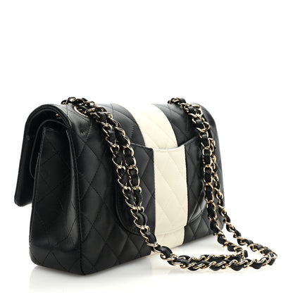 Chanel Lambskin Quilted Medium Double Flap Black White 3 of 9