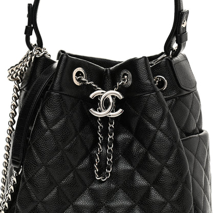 Chanel Caviar Quilted CC Chain Bucket Drawstring Bag Black 8 of 10