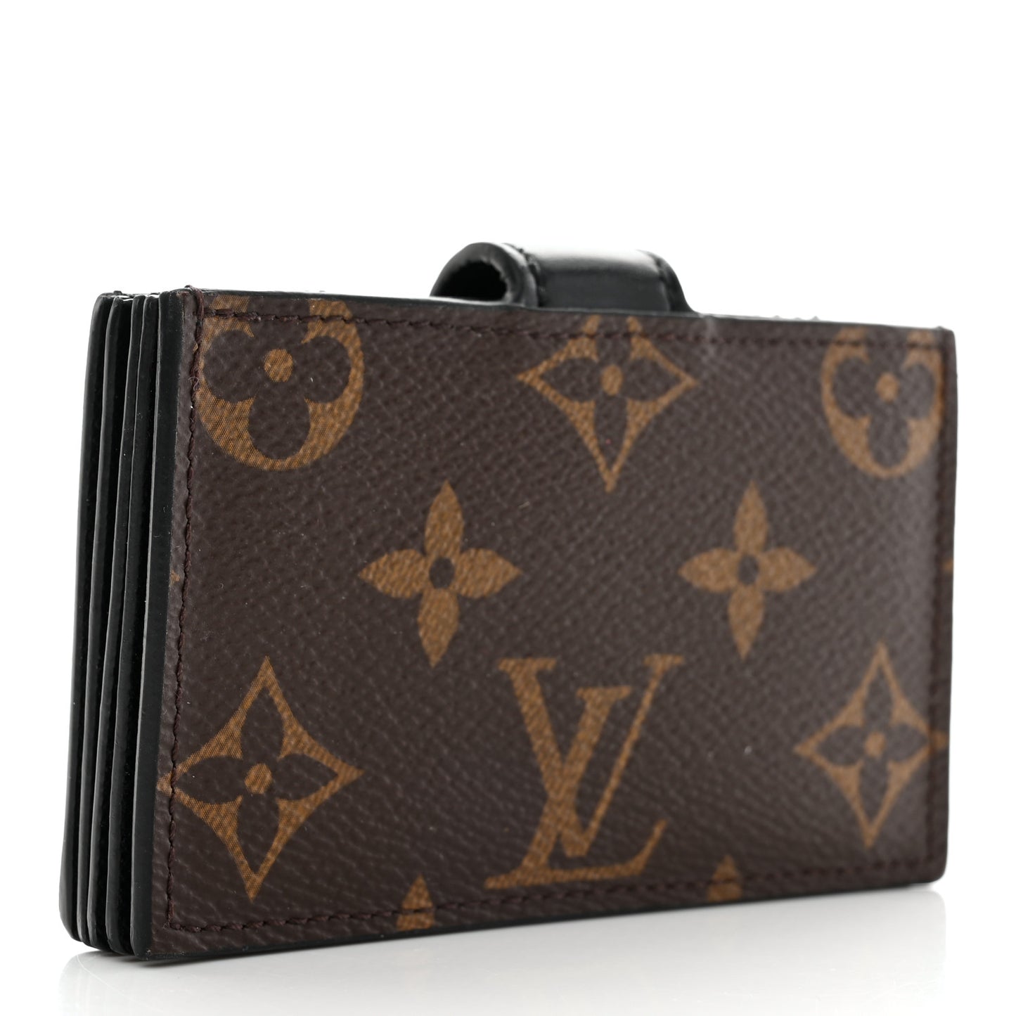 Monogram Gusset Card Holder Black