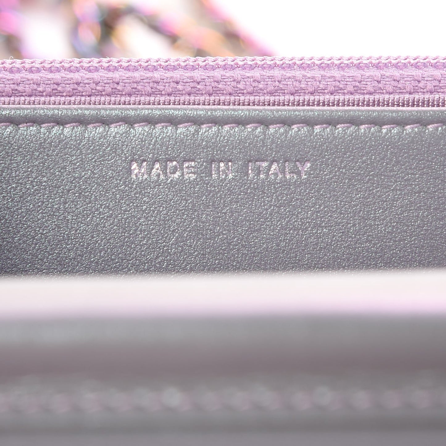 Iridescent Lambskin Quilted Reissue Wallet On Chain WOC Light Purple