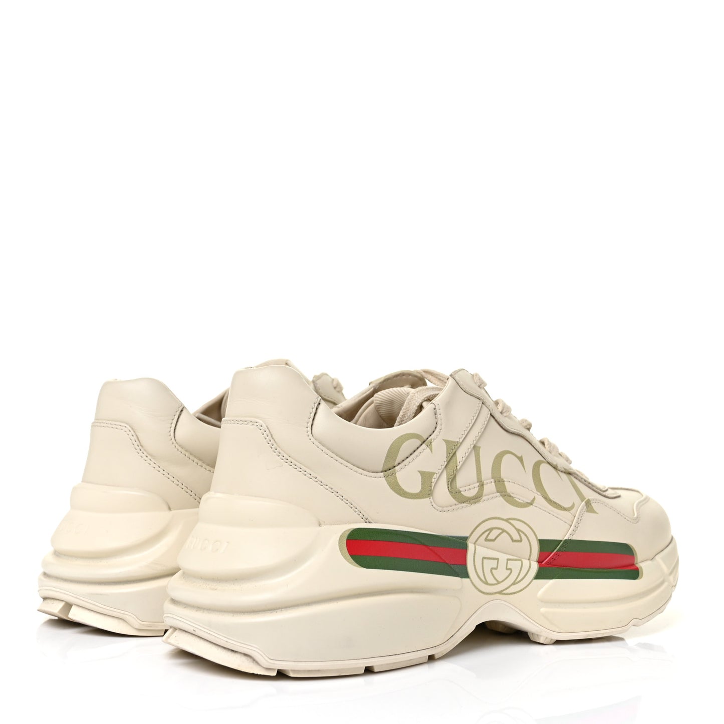Calfskin Logo Mens Rhyton Sneakers 9 Ivory