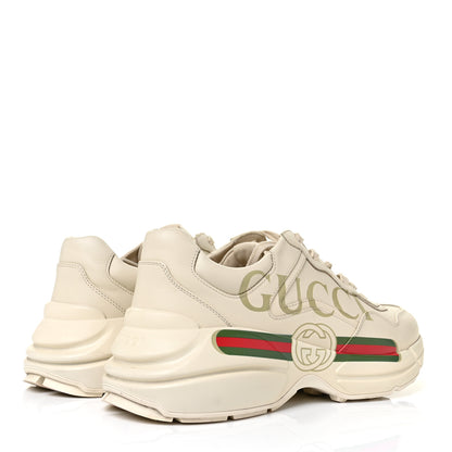 Gucci Calfskin Logo Mens Rhyton Sneakers 9 Ivory 4 of 10