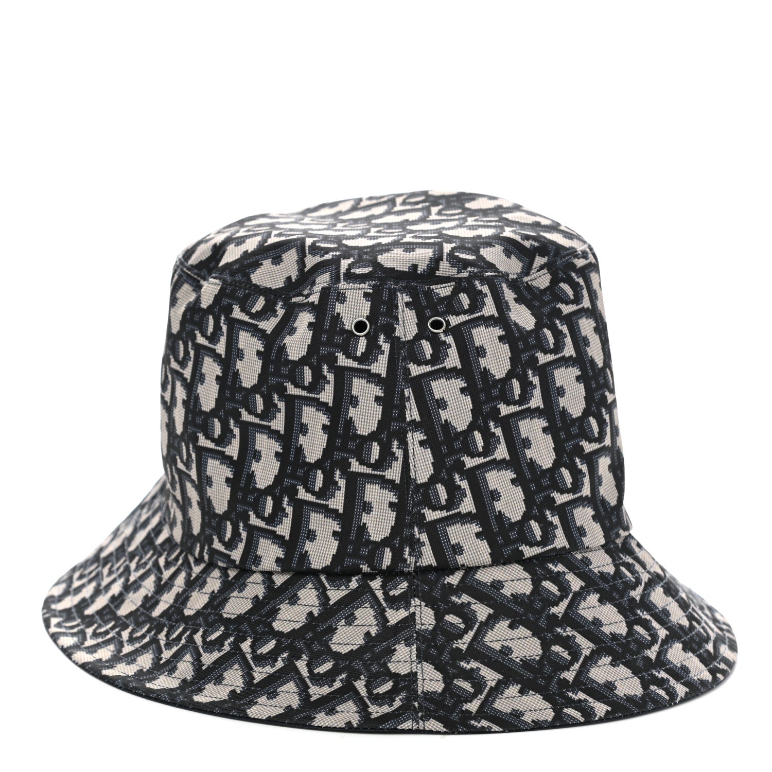 Christian Dior Polyester Cotton Oblique Reversible Teddy-D Brim Bucket Hat 56 Black 3 of 5