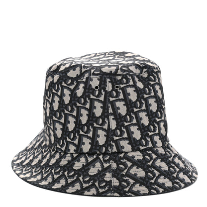 Christian Dior Polyester Cotton Oblique Reversible Teddy-D Brim Bucket Hat 56 Black 3 of 5
