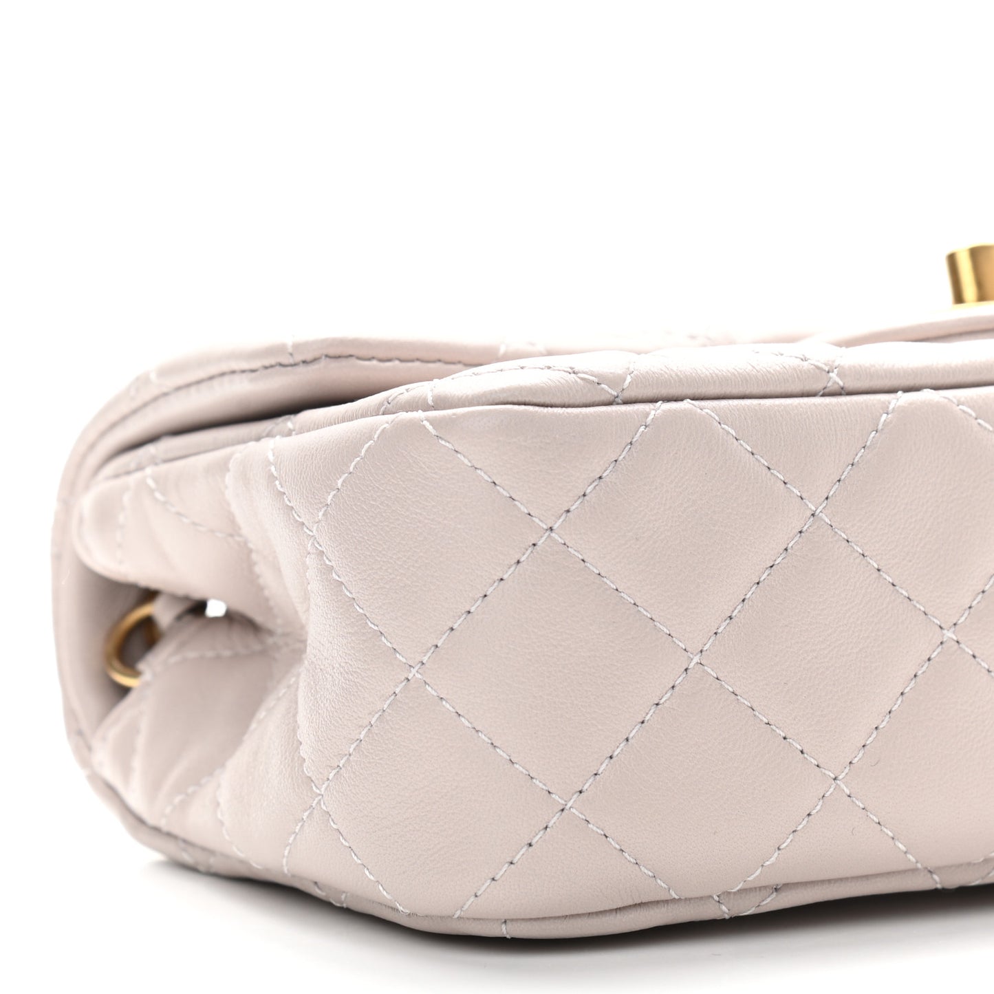 Lambskin Quilted Mini Rectangular Pearl Crush Flap Light Purple