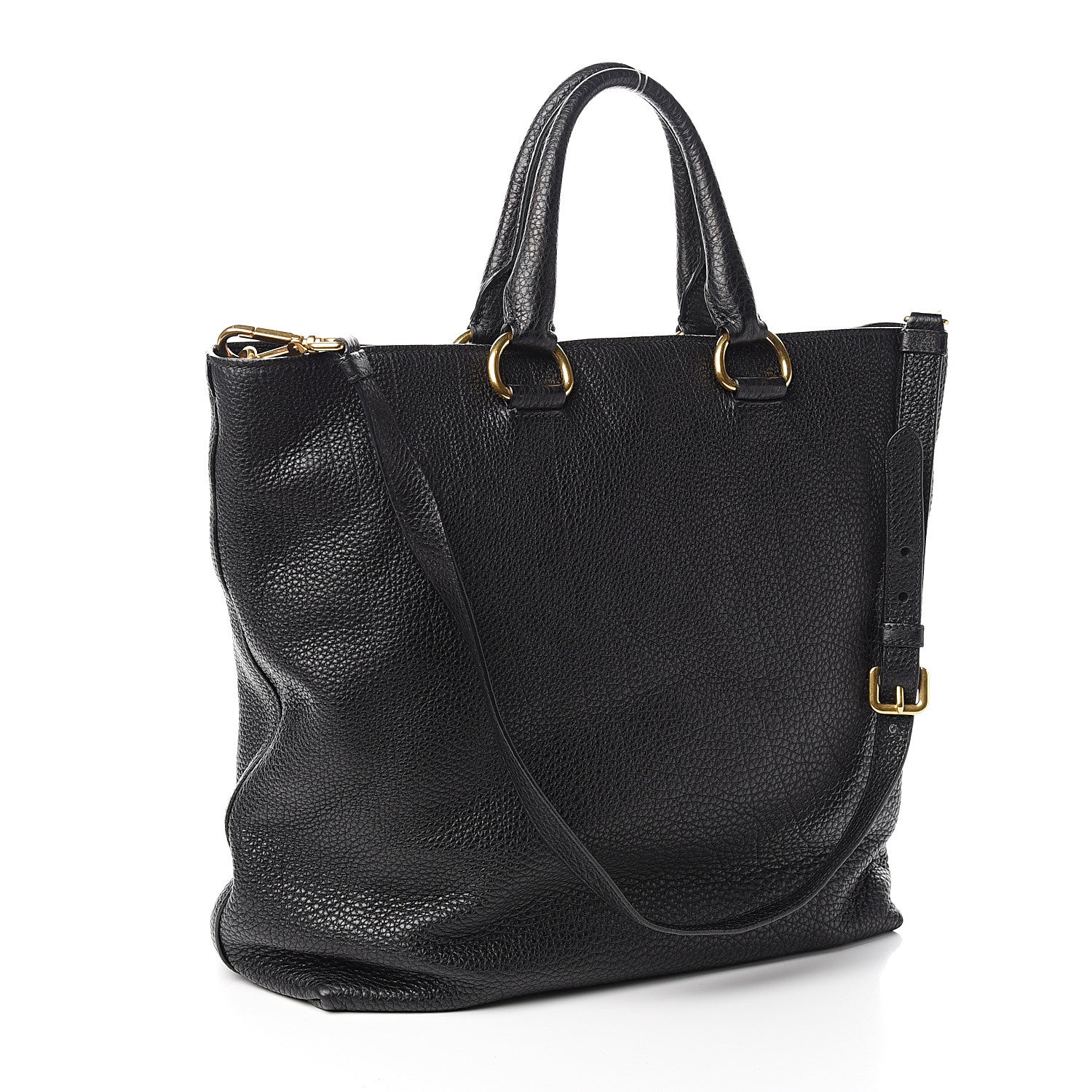 Prada Vitello Daino Tote Black 2 of 9