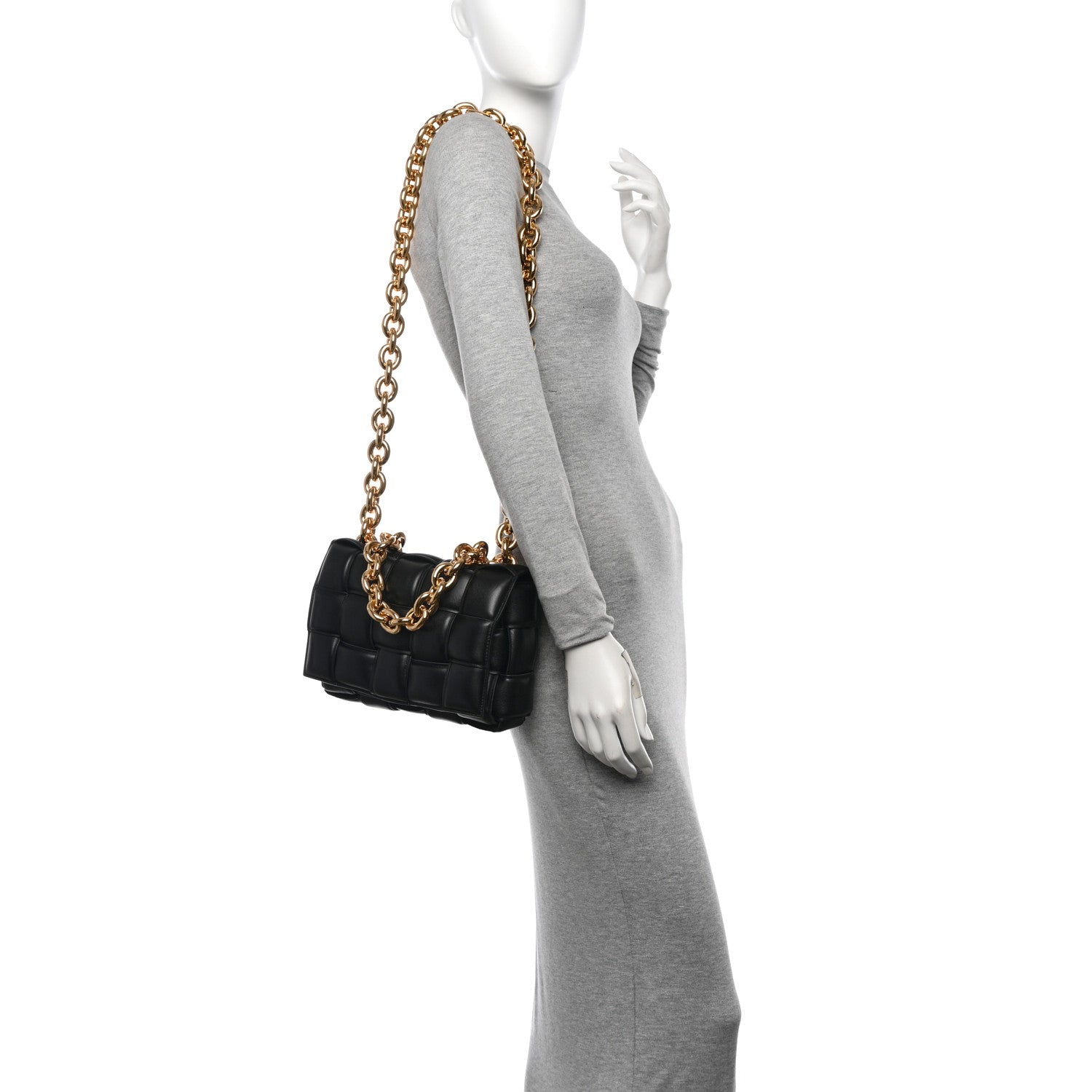 Bottega Veneta Lambskin Maxi Intreccio Padded Chain Cassette Crossbody Bag Black 2 of 10