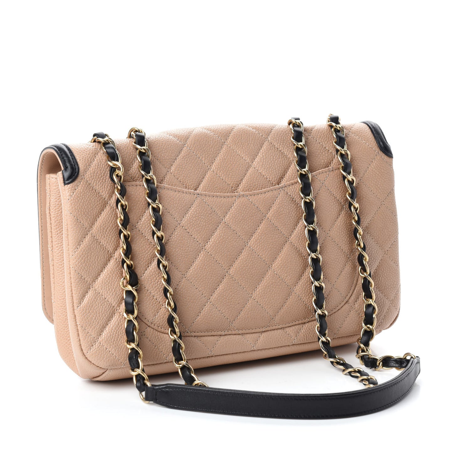 Caviar Quilted Medium CC Filigree Flap Beige Black