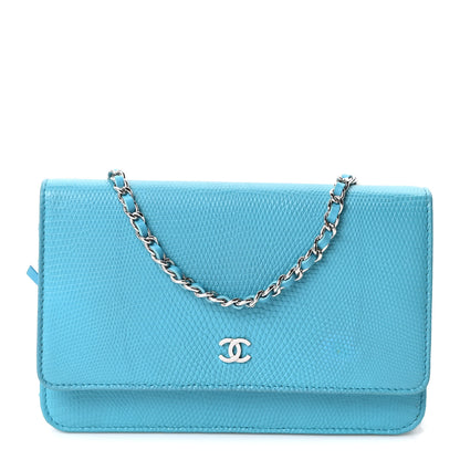 Chanel Lizard Wallet on Chain WOC Turquoise 1 of 10