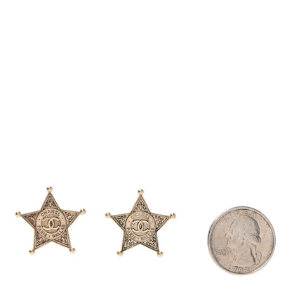 Chanel Metal Paris Dallas Star Stud Earrings Gold 2 of 4