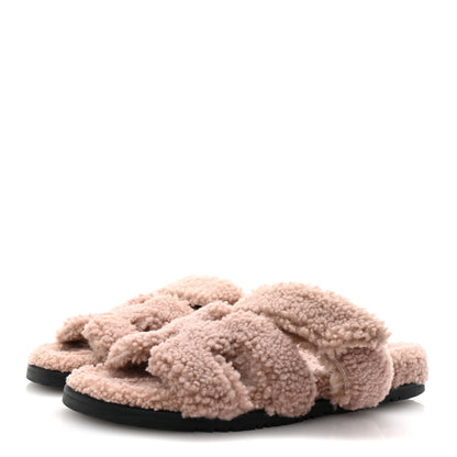 Hermes Woolskin Womens Chypre Sandals 40 Bois De Santal 4 of 9
