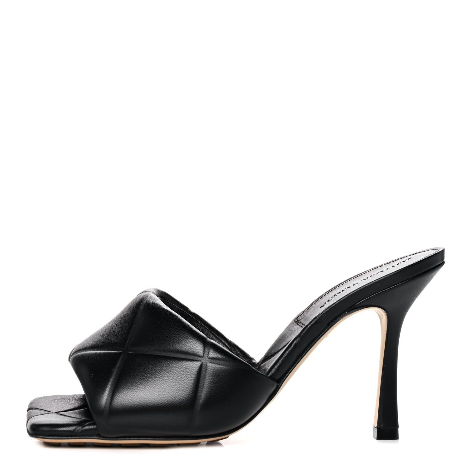 Bottega Veneta Nappa Quilted Rubber Lido Mule Sandals 38.5 Black 1 of 8