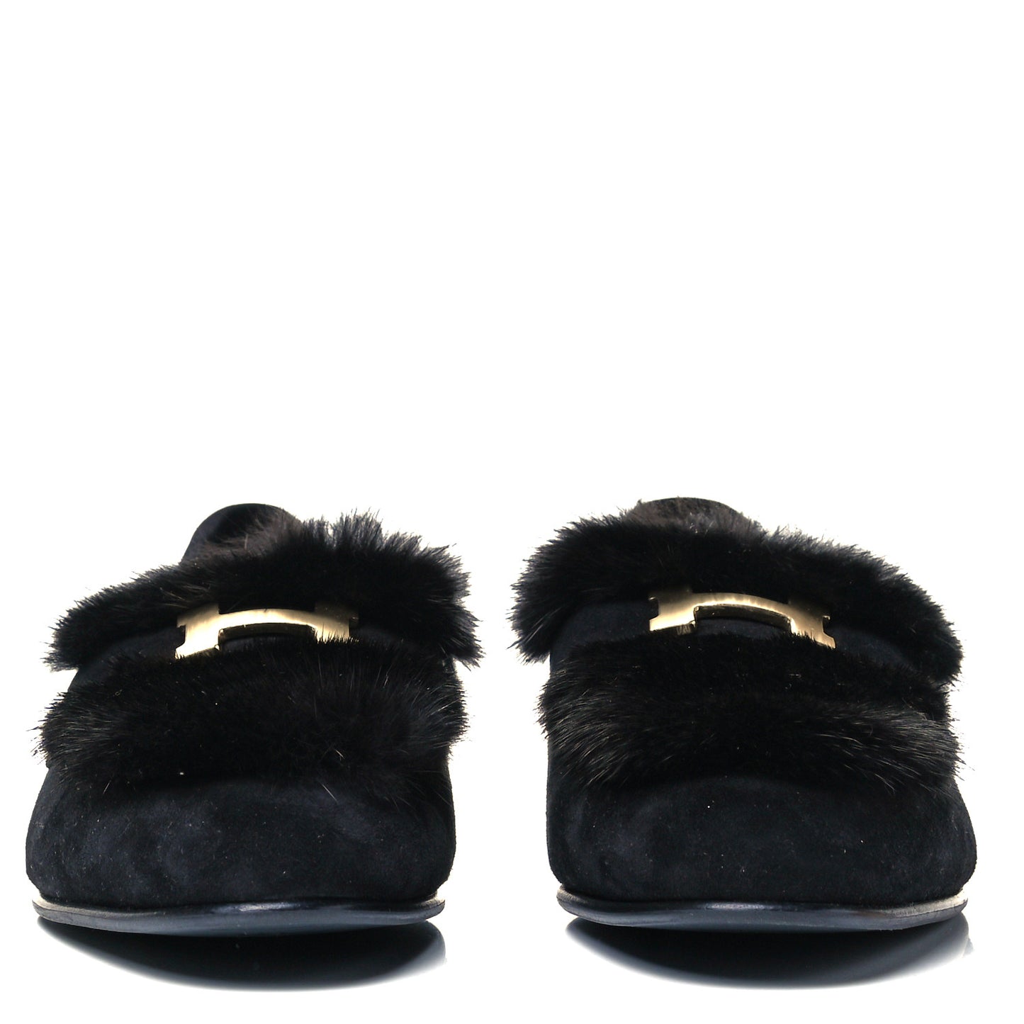 Mink Fur Suede Goatskin Paris Loafers 39 Black