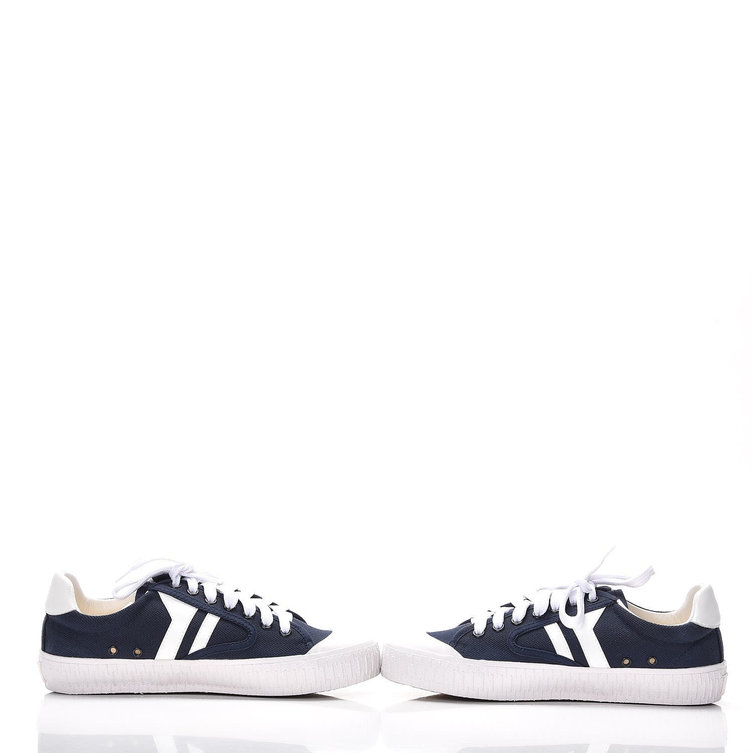 Celine Canvas Plimsole Sneakers 37 Navy White 7 of 10
