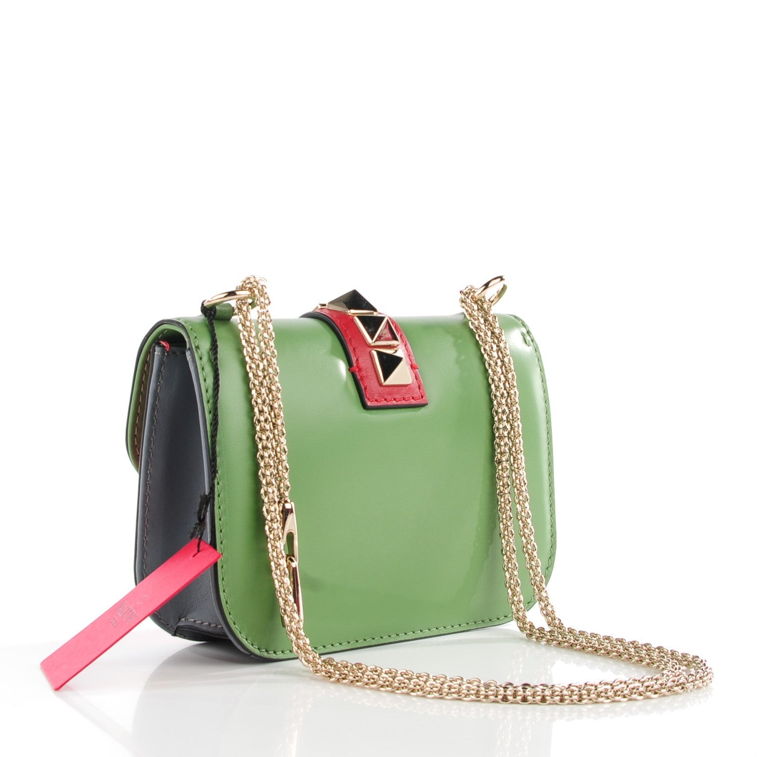 Valentino Garavani Vitello Small Glam Lock Rockstud Flap Green Deep Rose Grey Scarlet 3 of 8