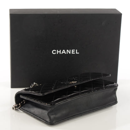 Chanel Patent Quilted Wallet On Chain WOC Black 4 of 9