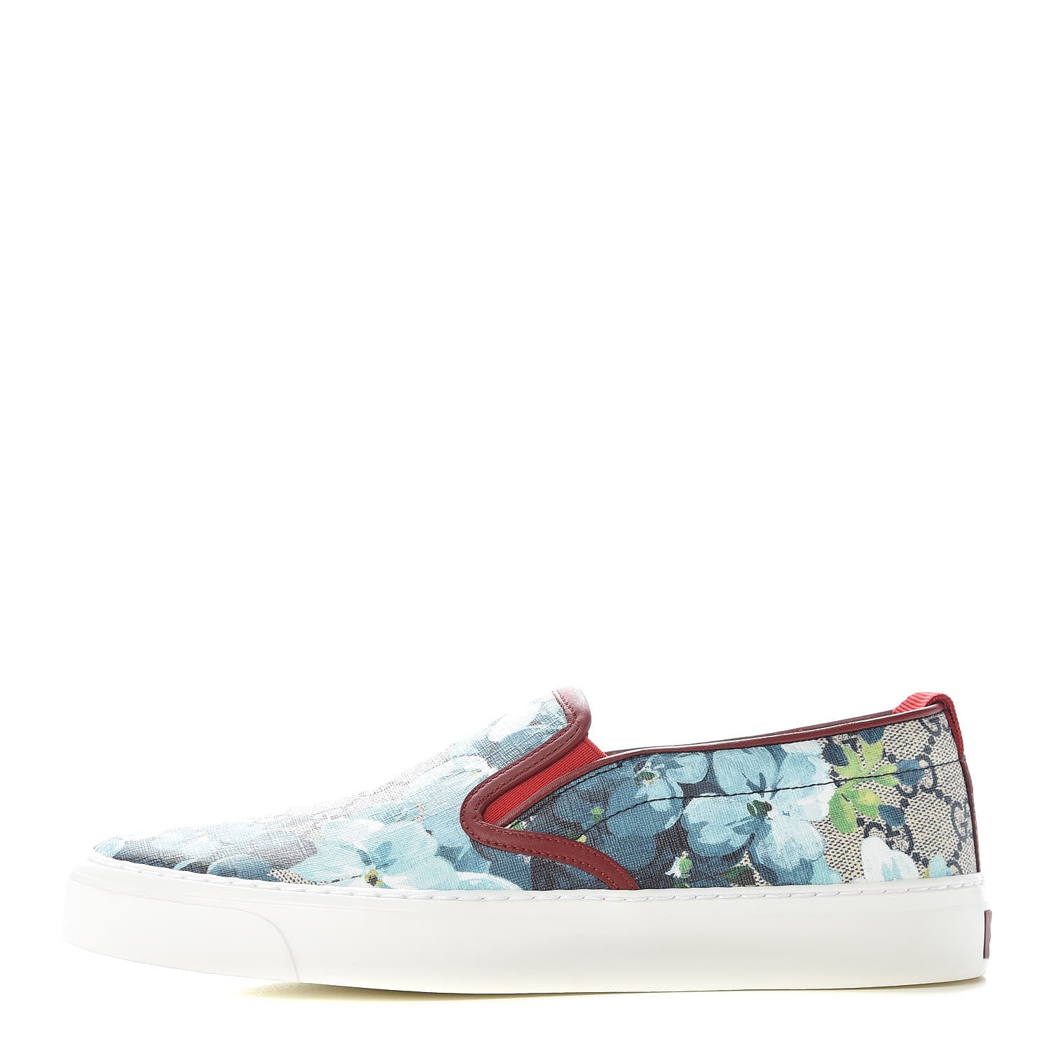 Gucci GG Supreme Monogram Blooms Womens Slip On Sneakers 38 Beige Blue Navy Red 1 of 10