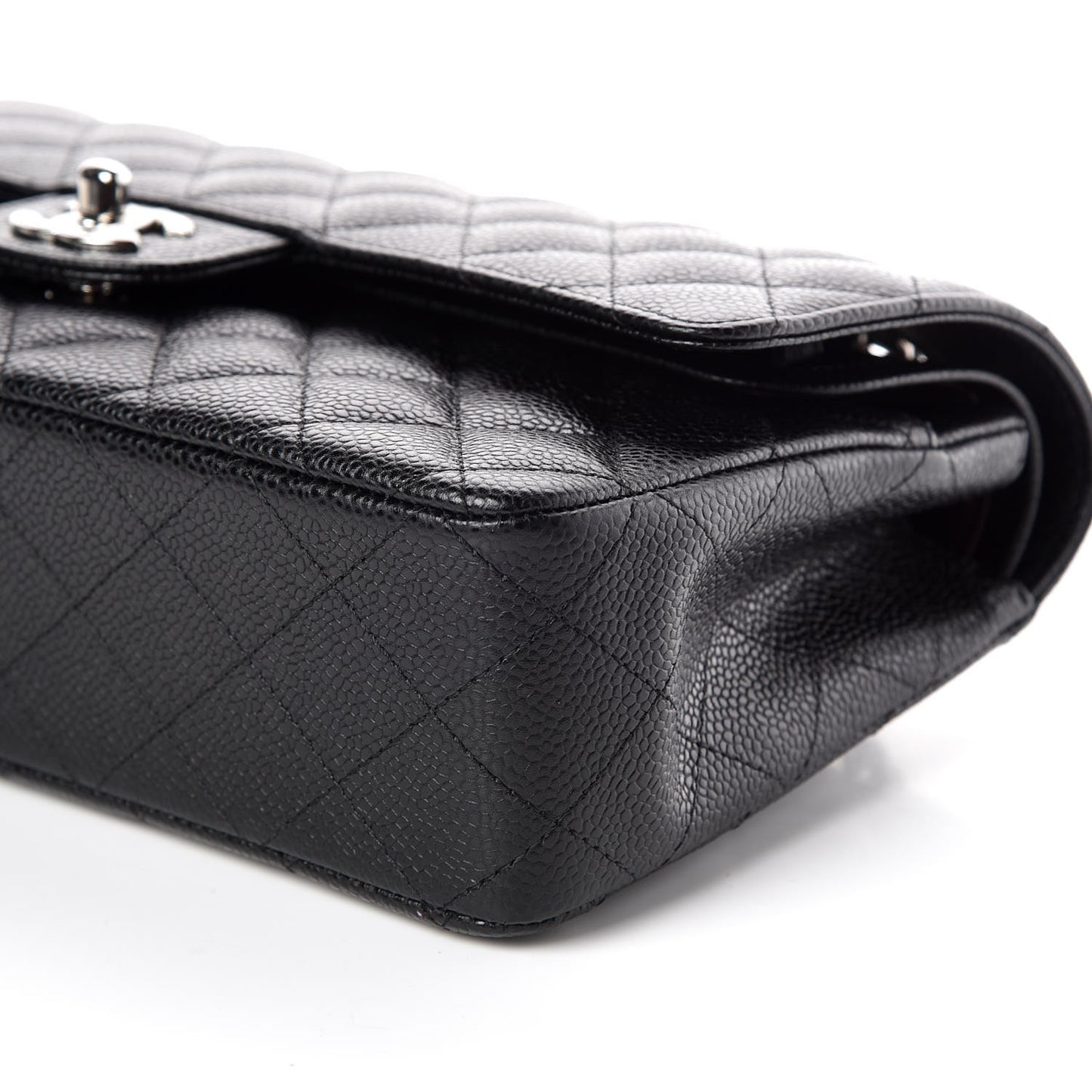 Caviar Quilted Medium Double Flap Black