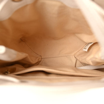 Chanel Grained Calfskin Stitched Small Drawstring Bag White 5 of 13