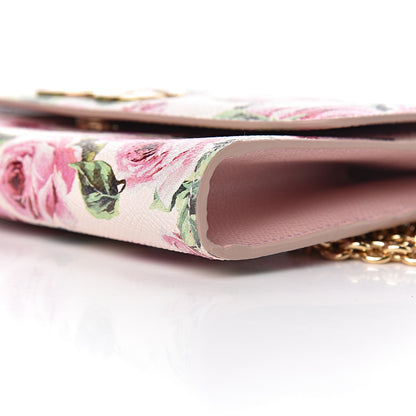 Dolce & Gabbana Dauphine Rose Print Wallet On Chain Pink 8 of 9