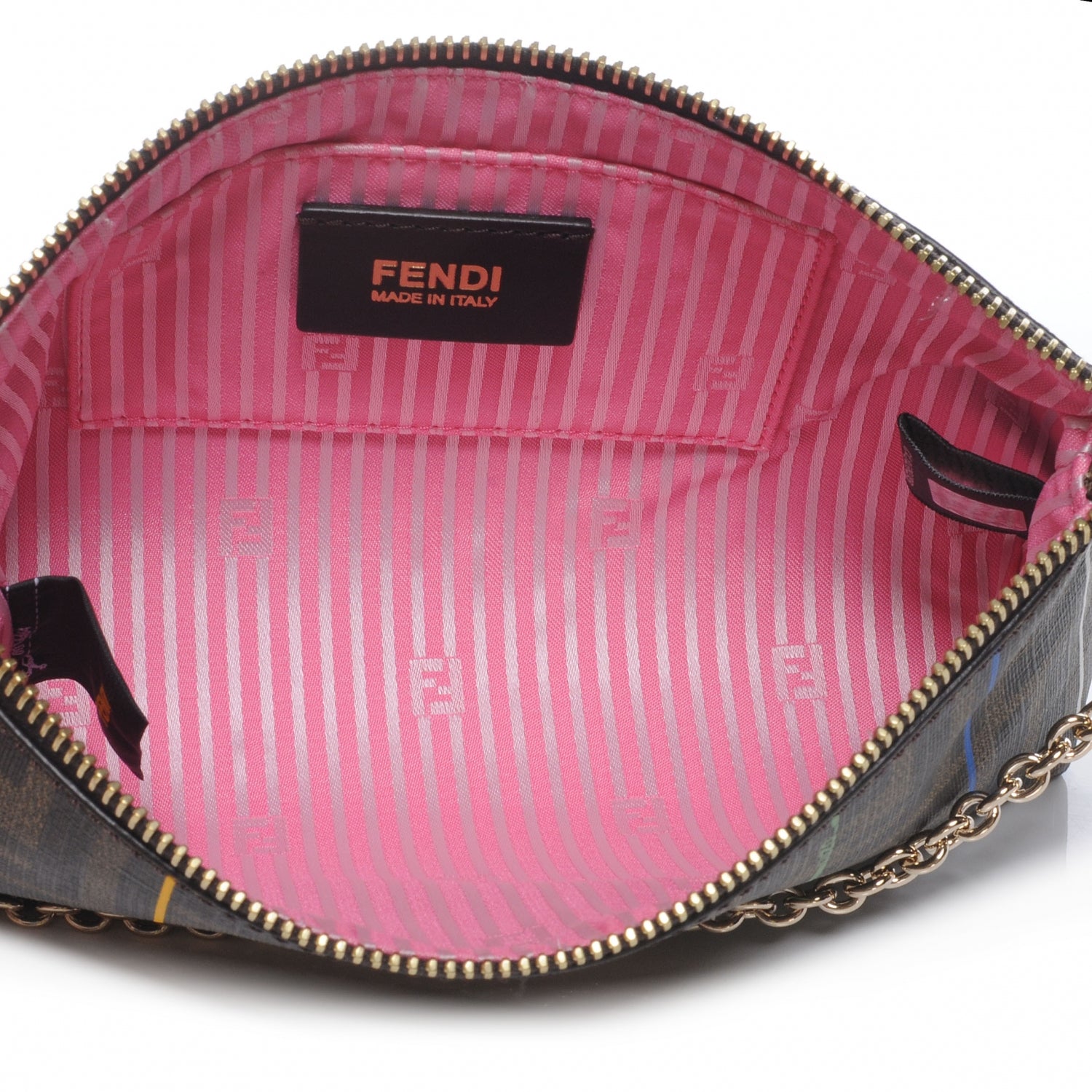 Fendi Zucca Spalmati Striped Pochette Tobacco Multicolor 5 of 10